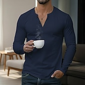 Herren T-Shirt Langarmshirt Langarm V Ausschnitt Sommer Ganzjahres Einfarbig Täglich Lässig Streetstyle Rein Outdoor Straße Lässig Schwarz Weiß Wein Top T-Shirt für Herren preiswerte Lässige T-Shirts für Herren-Herren T-Shirt Langarmshirt Langarm V Ausschnitt Sommer Ganzjahres Einfarbig Täglich Lässig Streetstyle Rein Outdoor Straße Lässig Schwarz Weiß Wein Top T-Shirt für Herren