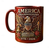 baratos Canecas &amp; Chávenas-Caneca comemorativa do 250º aniversário dos EUA, caneca de cerâmica de 11 onças para café comemora o 250º aniversário dos Estados Unidos, a águia e a bandeira simbolizam o decorador patriótico,
