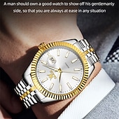 billiga Kvartsklockor-Den nya Olevs Varumärkets Enkla Herrars Affärs Kvarts Klocka Med Luminös Kalender I Guld Arbetsfärg Är En Klassisk Mode Och Trendig Herrars Avslappnade Vattentåliga Sport Armbandsur