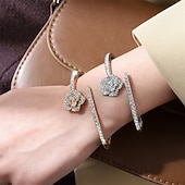 رخيصةأون غوايش-كريستال فينتاج كلاسيكي شكل زهرة عتيق موضة شائع حجر الراين مجوهرات سوار فضي / ذهبي من أجل زفاف مناسب للحفلات خطوبة حفلة تخرج / حفلة موسيقية / حفلة رقص