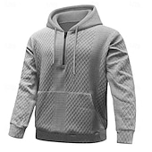 abordables sweats à capuche basiques pour hommes-Homme Jacquard Sweat à capuche Noir Blanche Marron Gris À capuche Uni Poche kangourou Sport &amp; Loisir Occasionnel Quotidien Streetwear Frais Vêtements de sport Toutes saisons Vêtement Tenue Pulls