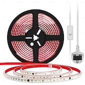 お買い得  プラグストリップライト-LED防水IP65ライトストリップ、16.4～328フィート、強力な粘着剤付きLEDライトストリップ、単列120LED、二列240LED、オン/オフスイッチ付きプラグワイヤー、屋内寝室キャビネット下装飾用