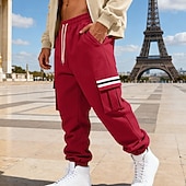 economico Carico-Per uomo Pantaloni da tuta Pantaloni in Pile Joggers Pantaloni Pantaloni invernali Coulisse Tasca Elastico in vita Patchwork Comodità Caldo Sport all'Aperto Quotidiano Moda Casual Nero Bianco