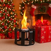 お買い得  キャンプ用品-キャンプ用のガラステーブルとリモコン付きの卓上ファイヤーピット屋外ファイヤーピット