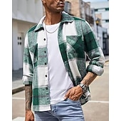 halpa flanellipaidat-Miesten Paita Rento paita Flanellipaita Button Up paita Rubiini Pitkähihainen Skottiruutukuvio Kauluskäänne Katuvaatteet Loma Tasku Vaatetus Puuvilla Muoti Vapaa-aika Mukava