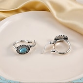voordelige Damesoorbellen-Boho zilveren creolen met turquoise edelsteen – vintage tribale sieraden voor vrouwen