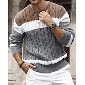 tanie sweter męski sweter-Męskie Sweter sweter Sweter z dzianiny Prążkowany Robić na drutach Zwykłe topy Dzianiny Kolorowy blok Półgolf Moda Podstawowy Urlop Dzienne zużycie Odzież Jesień Zima Biały Czerwony S M L