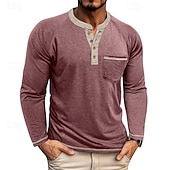 economico Magliette casual da uomo-Per uomo Maglietta Maglia Henley Camicia a Maniche Lunghe Manica Lunga Henley Primavera Autunno Blocco di colori Moda Designer Essenziale Tasche Vacanza Streetwear Uscire Rosso scuro Nero Blu marino