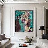 Картина с дайвингом, дайвинг, настенное искусство, плывущая девушка, картина с зеленым абстрактным искусством, дайвинг в океане, чувственная женщина, плавающая, настенное искусство на холсте, ручная работа Недорогие Картины с людьми-Картина с дайвингом, дайвинг, настенное искусство, плывущая девушка, картина с зеленым абстрактным искусством, дайвинг в океане, чувственная женщина, плавающая, настенное искусство на холсте, ручная работа