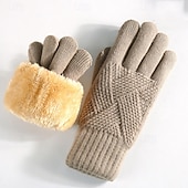 billiga Handskar-Dam 1 par Fingertoppar / Vinterhandskar / Stickade handskar Streetwear / Grundläggande / Utomhus Handskar - Solid färg Helt finger