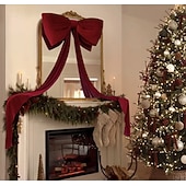 abordables Lazos &amp; Cintas-Lazos grandes de 1,8 m para árbol de Navidad, lazo grande de terciopelo rojo y blanco para adorno de árbol, repisa de ventana, repisa de pared, decoración de interiores, hogar, habitación, fiesta, San Valentín, Navidad.