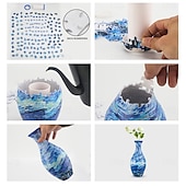 billige Vaser og kurv-3D-puslespillvase, 160-delers buet plastblomstervase lekkasjesikker premium plast kunstneriske mønstre for ekte blomster hjemmekontor gave til innflytningsfest, ideell for blomsteroppsats