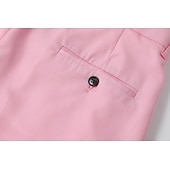  Men's Dress Pants Trousers Slacks Pocket Buttons Plain Comfort Formal Party Work Fashion Classic Style Coral Pink Yellow Micro-elastic