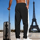 economico Gamba Dritta-Per uomo Pantaloni da tuta Pantaloni Pantaloni della tuta a gamba dritta Coulisse Tasca Elastico in vita Blocco di colori Comodità Sport all'Aperto Quotidiano Moda Casual Nero Rosso Micro-elastico