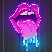 economico Luci decorative-bocca lingua uv neon luce decorativa applique bar ristorante festa camera da letto atmosfera luce decorativa ornamento da tavolo luce insegna alimentazione usb luce regolabile 38 * 28 cm