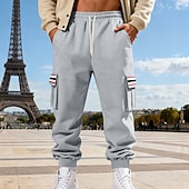 economico Carico-Per uomo Pantaloni da tuta Pantaloni in Pile Joggers Pantaloni Pantaloni invernali Coulisse Tasca Elastico in vita Patchwork Comodità Caldo Sport all'Aperto Quotidiano Moda Casual Nero Bianco