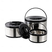 economico Set da Cucina-Contenitore termico per alimenti in acciaio inossidabile da 3 pezzi, contenitore termico portatile a prova di perdite per zuppa da viaggio, campeggio all&#039;aperto, bianco