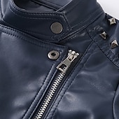 preiswerte Jungen Lederjacken-Kinder Jungen Schwarze Lederjacke Jacke Oberbekleidung Einfach Langarm Reißverschluss WASSERDICHT Winddicht Mantel Täglich Mode Lässig Schwarz Frühling Herbst 4-12 Jahre