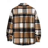 olcso flanel ingek-Férfi Ing Flannel ing Gombos póló Overshirt Sárga Arcpír rózsaszín Narancssárga Világos szürke Sötétszürke Hosszú ujj Kockás Térfogatcsökkenés Hétköznapi Napi Ruházat Meleg Divat