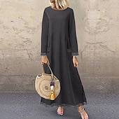 economico Felpe ed abiti sportivi-Per donna Abito Midi Abito con Cappuccio Vestito Casual Moderno Vacanza Uscire Vestibilità regolare Semplice Manica Lunga Girocollo Nero Verde militare Rosso Viola Autunno Inverno