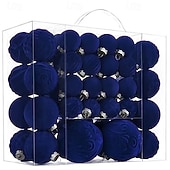 baratos Ornamentos-Conjunto de 46 enfeites de Natal em veludo para árvore de Natal, com bolas flocadas e inquebráveis, com laço para decoração natalina. Disponível em 3 tamanhos: 4/6/8 cm.