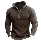 cheap Basic Sweatshirts-Men's Sweatshirt Quarter Zip Sweatshirt Wine Army Green Brown Coffee Gray Half Zip Plain Half Zip Sports &amp; Outdoor Daily Holiday Polyester Streetwear Basic Casual Fall Winter Clothing Apparel Hoodies
