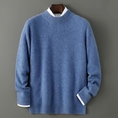 preiswerte Wollpullover für Herren-Hochwertiger Herrenpullover aus reiner Wolle und Kaschmir mit Rundhalsausschnitt, klassischer Strickpullover, weich, warm und atmungsaktiv.