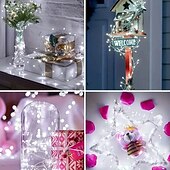 Недорогие Огни отпуска-Рождественский дистанционное управление гирлянда светильники 3м 100LEDs 6м 200LEDs огни фейерверка 8 режимов освещения Новый год свадьба праздник сад рождественская елка украшение дома наружное