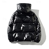 abordables Manteaux &amp; vestes-Homme Manteau d'Hiver Doudoune Veste Matelassée Avec Poches Polyester Vacances Tenue quotidienne Date Régulier Mode Occasionnel Confortable Chaleur Thermique Hiver Couleur Unie / Unie Argent Noir