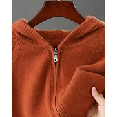 ieftine Pulover de lână pentru bărbați-Cardigan bărbătesc premium din lână pură cașmir, clasic, cu glugă, tricotat, cu buzunar cu fermoar, moale, călduros și respirabil