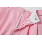  Men's Dress Pants Trousers Slacks Pocket Buttons Plain Comfort Formal Party Work Fashion Classic Style Coral Pink Yellow Micro-elastic