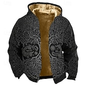 economico Schema Geometrico-Per uomo Grafico Felpa con Cappuccio Giacca di pelle Moda Streetwear Casual Manica Lunga Con Cappuccio All'aperto Sport all'Aperto Uscire Blu Grigio Tasca Stampato Pile Inverno progettista S M L XL
