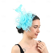 billige Fascinatorer-fascinators Tyll Fedora Bryllup Te Fest Hesteløp cocktail Elegant Årgang Enkel Med Fjær Hodeplagg Hodeplagg