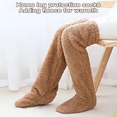 abordables la maison chaussettes-Chaussettes hautes en duvet d'oie pour Noël, nouvelles chaussettes hautes longues et pelucheuses d'hiver, chaussettes hautes en peluche