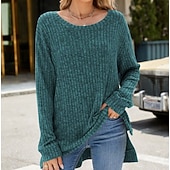 halpa Naisten Yksinkertaiset Paidat-Naisten Pusero Yhtenäinen väri Tyylikäs Vapaa-aika Pitkähihainen Tiukka pyöreä kaula-aukko Tavalliset topit Päivittäin Rypytetty Ruohonvihreä Musta Punastuvan vaaleanpunainen Viini Sininen Kevät