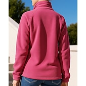 cheap Fleece &amp; 3 in 1 Jackets-Women's Solid Colored Winter Coat Full Zip Jacket Polar Fleece Jacket Fall / Winter with Pockets Long Sleeve Athleisure Windproof Warm Hiking Running Travel Vacation Blue Black White Sportswear