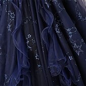levne Soutěžní oděv-Dámské šaty na společenský tanec s kamínky, hvězdnou výšivkou, vrstvená organza, elegantní, na valčík, tango, foxtrot – tmavě modré