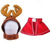 billiga Djurkostym-Jultomtehatt och halsduk för husdjur - justerbar julkostym för hundar, katter, valpar, kattungar - festlig röd &amp;vit outfit