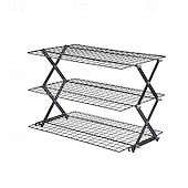 זול מתלי אחסון-מדף קירור מתקפל משודרג בן 3/4 קומות עם עיצוב מתכוונן של 3 מצבים, ניתן לערום, צלייה, בישול וייבוש, מדף קירור תיל לאפייה, עוגיות, עוגה, צלייה וצלייה על האש