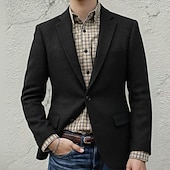 abordables Blazer-Blazer en tweed décontracté pour homme, col cranté, style décontracté, pour le bureau, coupe standard, simple boutonnage, un bouton