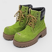 economico Stivali da lavoro-Per uomo Stivali Stivali da Lavoro Camminata Vintage Quotidiano PU Aumento Altezza Confortevole Stivali a Metà Polpaccio Allacciatura Tessuto almond Marrone scuro Nero Autunno Inverno