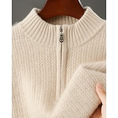 preiswerte Wollpullover für Herren-Hochwertiger Herrenpullover aus reiner Wolle und Kaschmir mit Viertelreißverschluss, klassischer Strickpullover, weich, warm und atmungsaktiv.