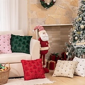 levne Vánoční povlečení-Vánoční povlaky na polštáře s ozdobou na stromeček, měkké plyšové povlaky na polštáře z umělé kožešiny, povlaky na polštáře na vánoční stromeček na svátky, zimní domy, pohovky, postele, verandy,