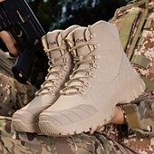 abordables Bottes de randonnée-Bottes de randonnée d&#039;extérieur beiges pour hommes avec semelle en caoutchouc antidérapante et construction respirante, bottes tactiques légères pour la randonnée, le camping et le port quotidien