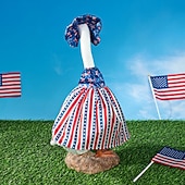 billige Veranda gåseantrekk-2 stk. patriotiske verandagåseantrekk sementgåskostyme 4. juli-stil gåsantrekk inkludert sløyfe og hatt til hagedekorasjon fest uteplass julegave