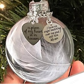 ieftine Ornamente-Ornament memorial de Crăciun 6 cm, o bucată din inima mea este în rai, inimă cu pene, decorațiune agățată în memoria pierderii unei persoane dragi, cadou de aducere aminte