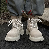 Χαμηλού Κόστους Μπότες εργασίας-Ανδρικά χακί σουέτ μποτάκια εργασίας μέχρι τον αστράγαλο με στιβαρή σόλα και απαλή εσωτερική επένδυση, ελαφριά, casual μπότες εξωτερικού χώρου για φθινοπωρινή και χειμερινή χρήση.