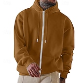 cheap Fleece Hoodie-Men's Hoodie Full Zip Hoodie Pullover Hoodie Sweatshirt Fleece Hoodie Wine Red Hooded Plain Zipper Casual Daily Sports &amp; Outdoor Streetwear Cool Sportswear All Seasons Clothing Apparel Hoodies