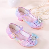 olcso Gyerek hercegnőcipők-Csillámos, szivárványszínű lányka balerinacipők masnival és gyöngy bokapánttal – aranyos hercegnői cipők