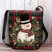 Χαμηλού Κόστους Τσάντες γραφικών εκτύπωσης-Γυναικεία χριστουγεννιάτικη τσάντα χιαστί με χιονάνθρωπο - τύπωμα χιονάνθρωπου και νιφάδας χιονιού για χριστουγεννιάτικα ψώνια, χριστουγεννιάτικα πάρτι και χειμερινές εξόδους